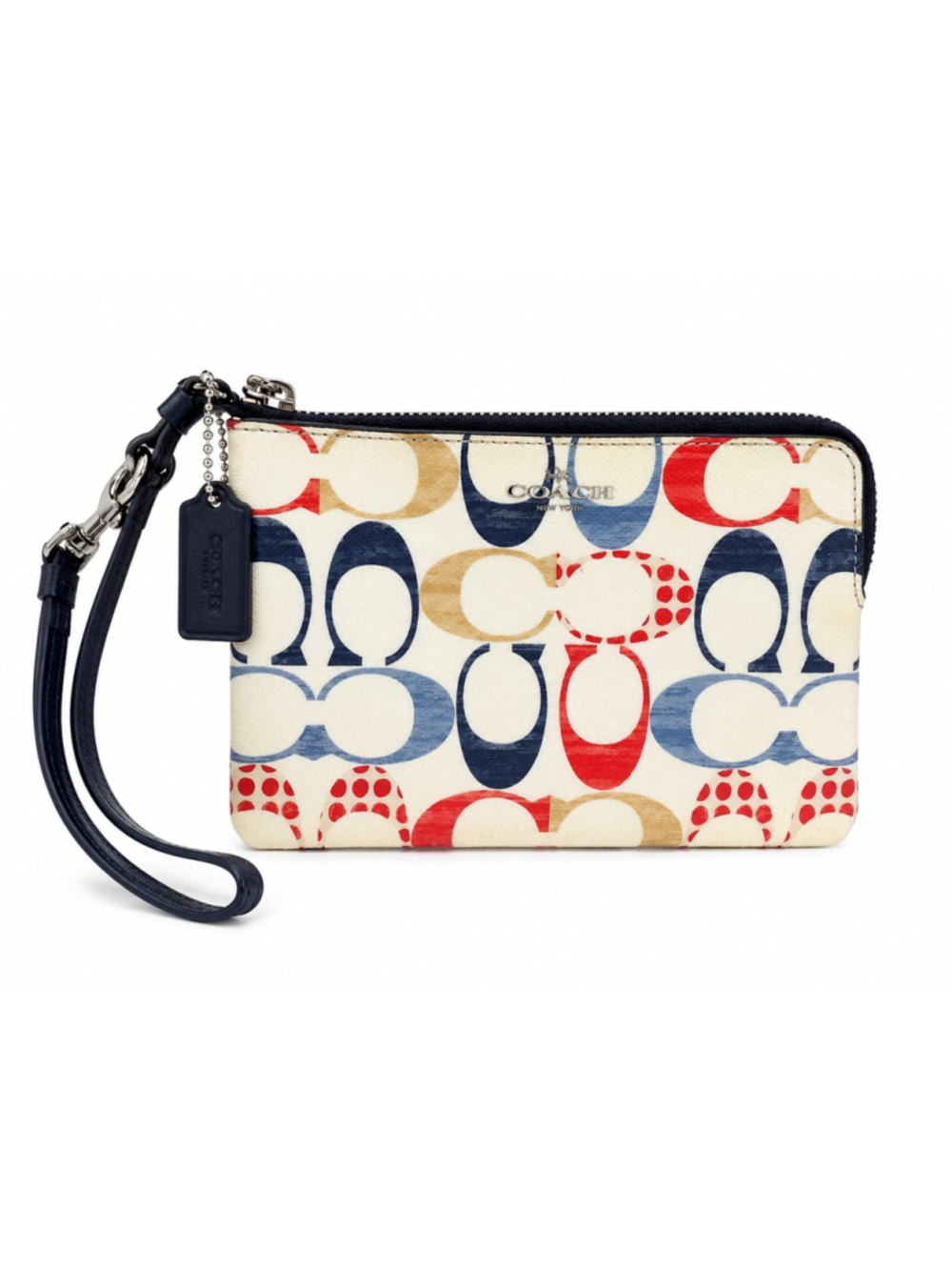 Vintage Coach Multicolor Signature C Wristlet Red White Blue Y2K